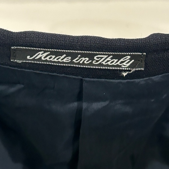 Mani Navy Blue Crepe Wool Solid Classic Blazer Made In Italy 3 Button - Picture 11 of 14